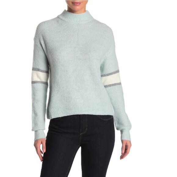 John + Jenn Varsity Stripe Mock Neck Sweater - Picture 1 of 6